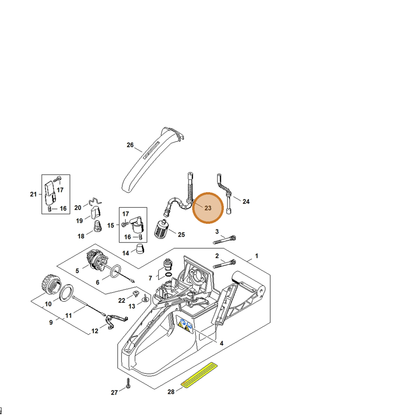 STIHL part 1127-358-7703 — IPL diagram snippet (6x zoom, amber highlight)