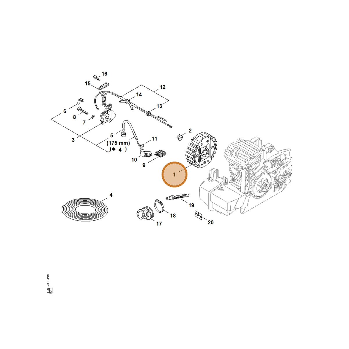 STIHL part 1127-400-1200 — IPL diagram snippet (6x zoom, amber highlight)