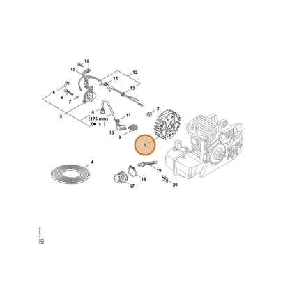STIHL part 1127-400-1200 — IPL diagram snippet (6x zoom, amber highlight)