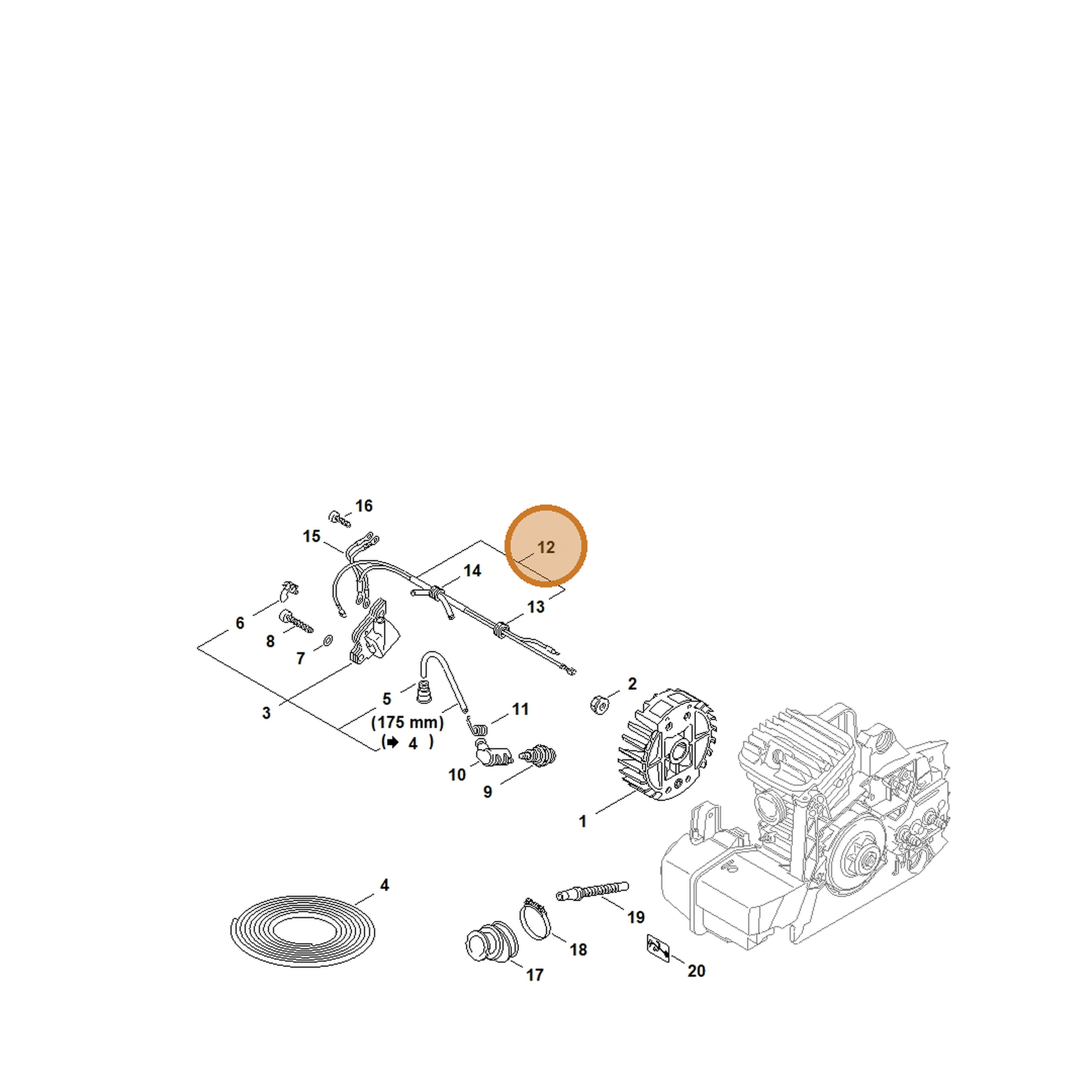 STIHL part 1127-440-3001 — IPL diagram snippet (6x zoom, amber highlight)