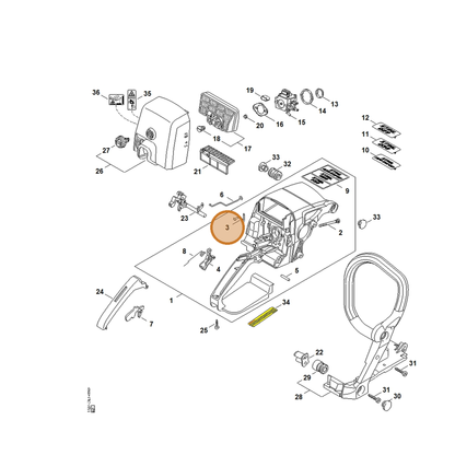 STIHL part 1127-442-1600 — IPL diagram snippet (6x zoom, amber highlight)