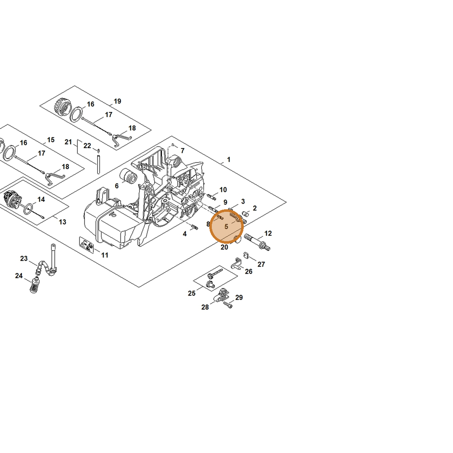 STIHL part 1127-664-2400 — IPL diagram snippet (6x zoom, amber highlight)
