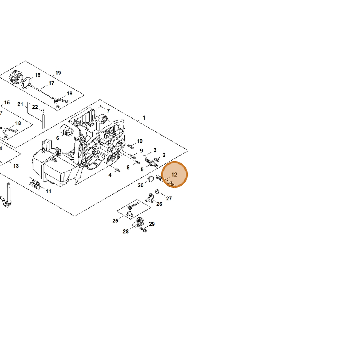 STIHL part 1127-664-2405 — IPL diagram snippet (6x zoom, amber highlight)