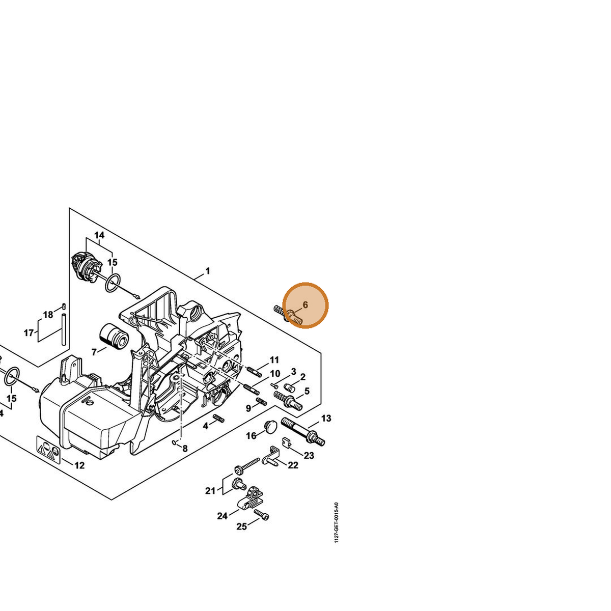 STIHL part 1127-664-2410 — IPL diagram snippet (6x zoom, amber highlight)