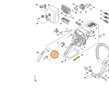 STIHL part 1127-790-1001 — IPL diagram snippet (6x zoom, amber highlight)