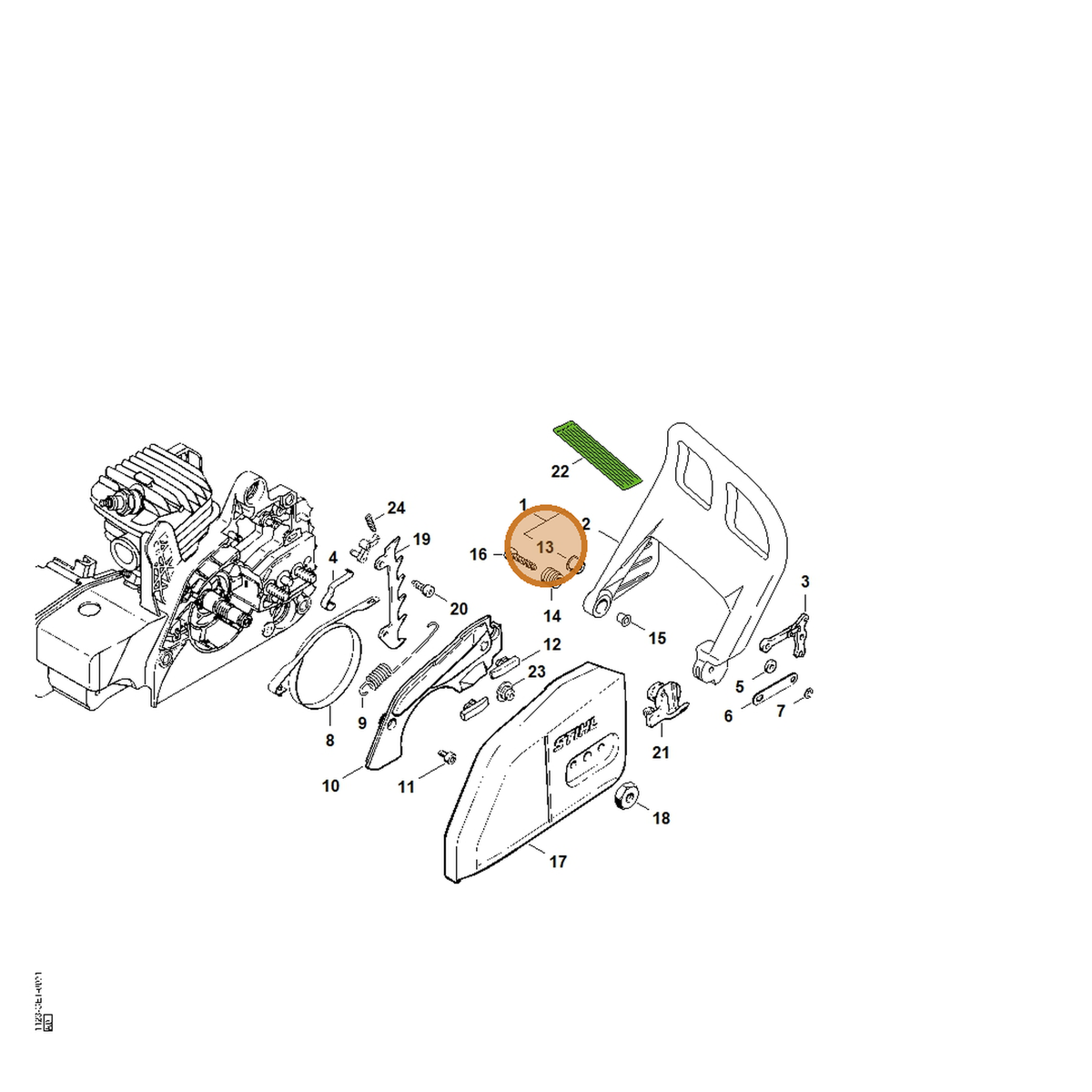 STIHL part 1127-791-7200 — IPL diagram snippet (6x zoom, amber highlight)