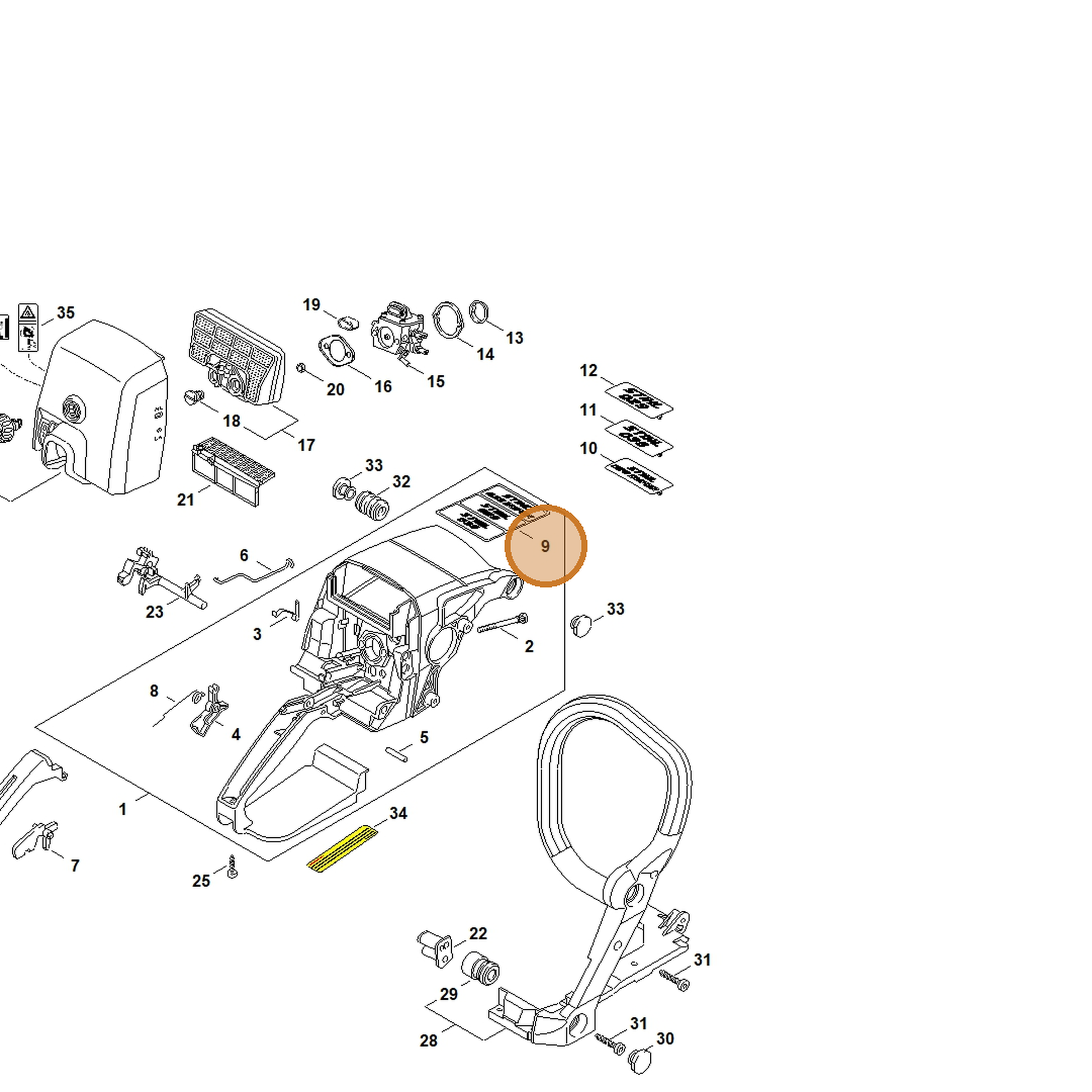 STIHL part 1127-967-1503 — IPL diagram snippet (6x zoom, amber highlight)