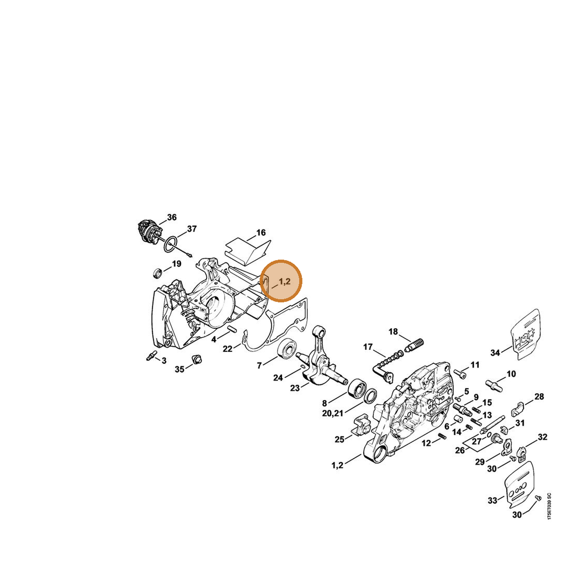 STIHL part 1128-020-2139 — IPL diagram snippet (6x zoom, amber highlight)