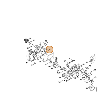 STIHL part 1128-020-2139 — IPL diagram snippet (6x zoom, amber highlight)