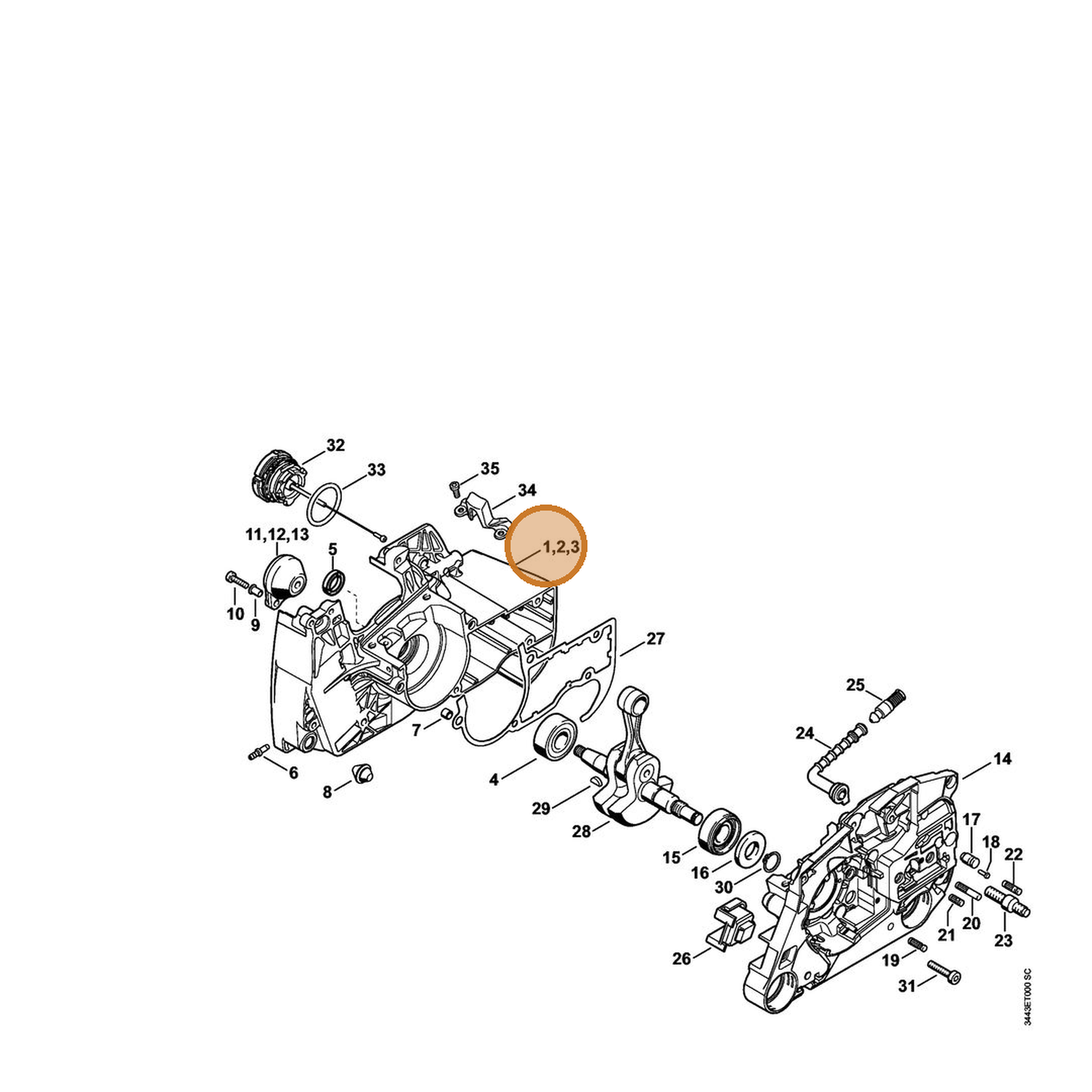 STIHL part 1128-020-2612 — IPL diagram snippet (6x zoom, amber highlight)