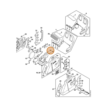 STIHL part 1128-021-1102 — IPL diagram snippet (6x zoom, amber highlight)