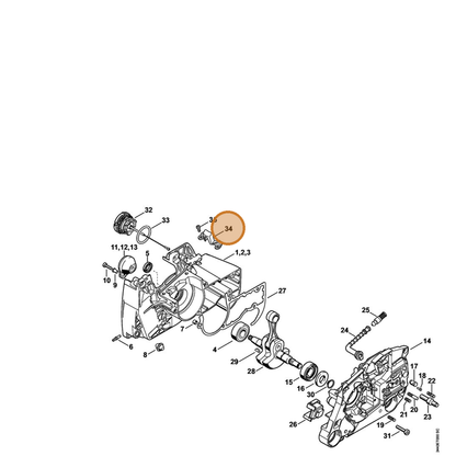 STIHL part 1128-021-8100 — IPL diagram snippet (6x zoom, amber highlight)