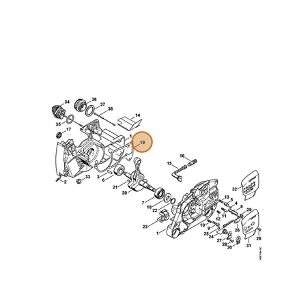 STIHL part 1128-029-0502 — IPL diagram snippet (6x zoom, amber highlight)