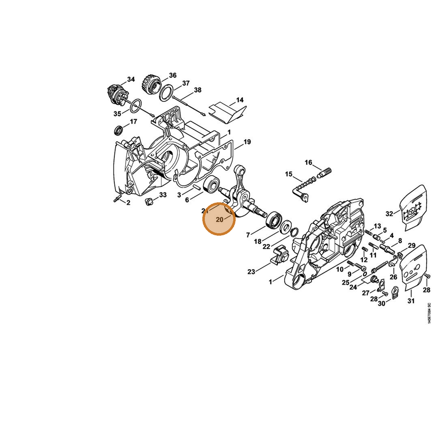 STIHL part 1128-030-0402 — IPL diagram snippet (6x zoom, amber highlight)
