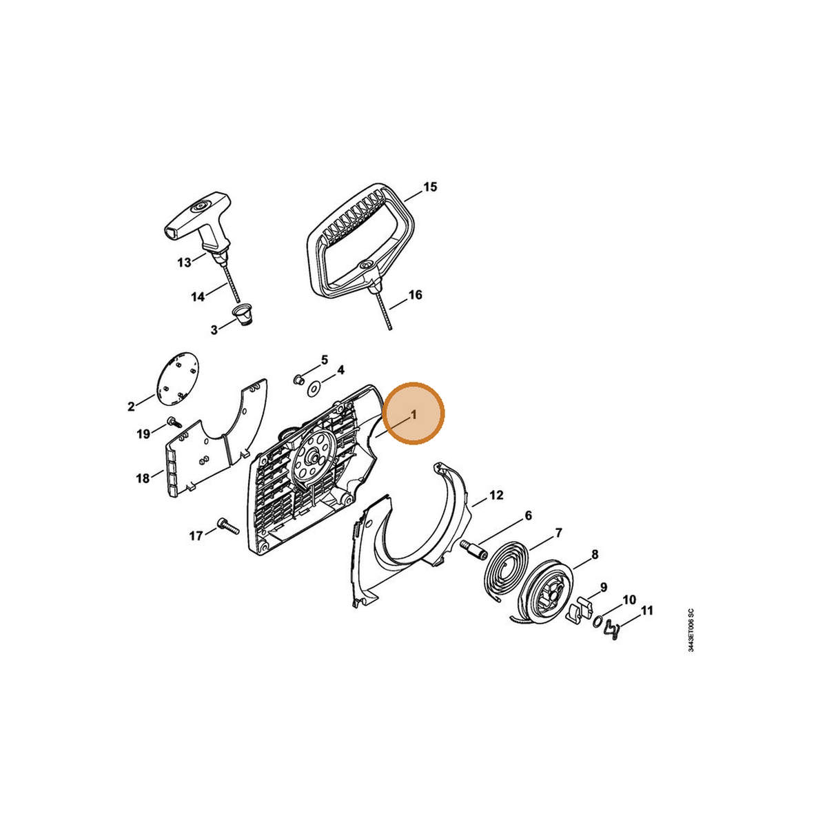 STIHL part 1128-080-1814 — IPL diagram snippet (6x zoom, amber highlight)