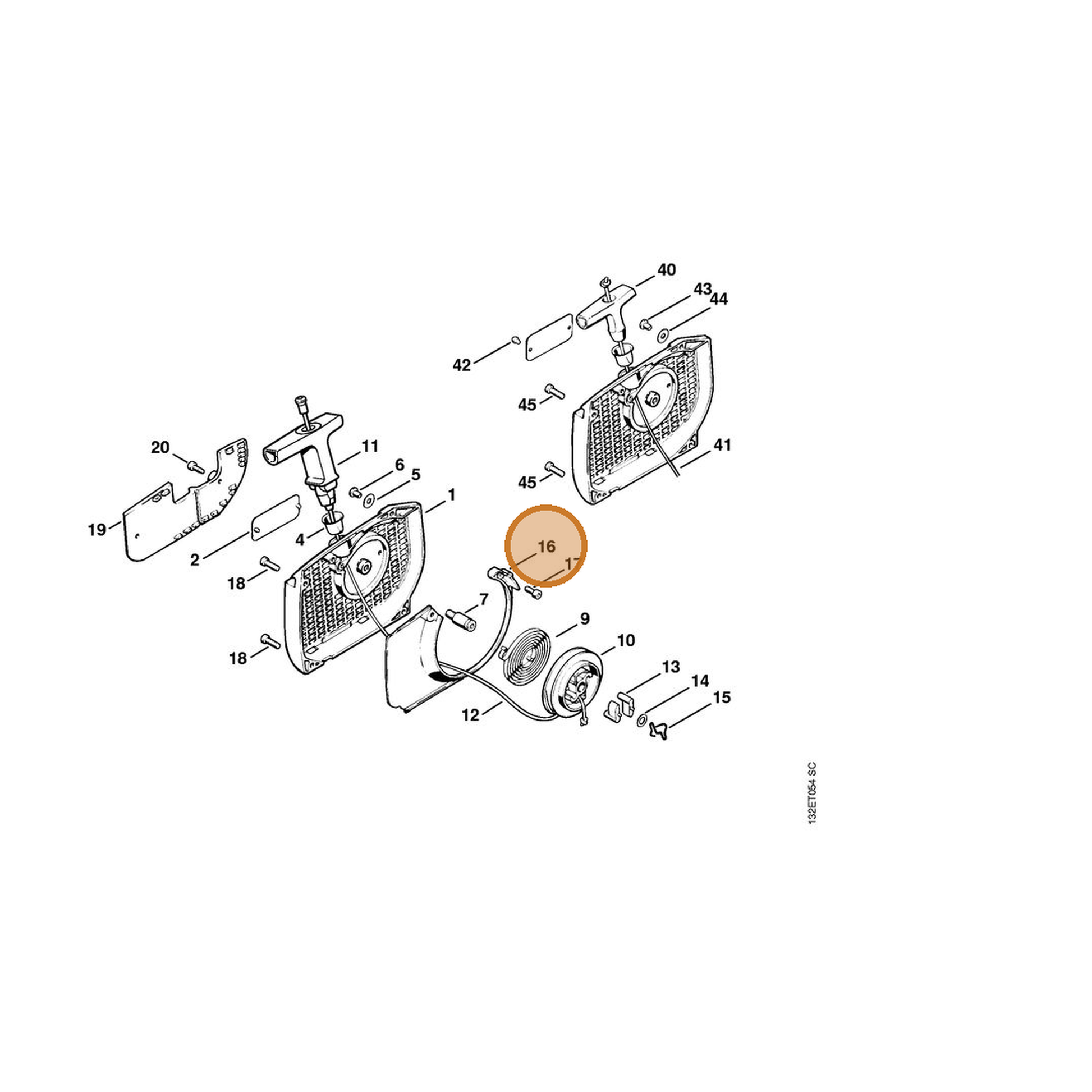 STIHL part 1128-084-7801 — IPL diagram snippet (6x zoom, amber highlight)