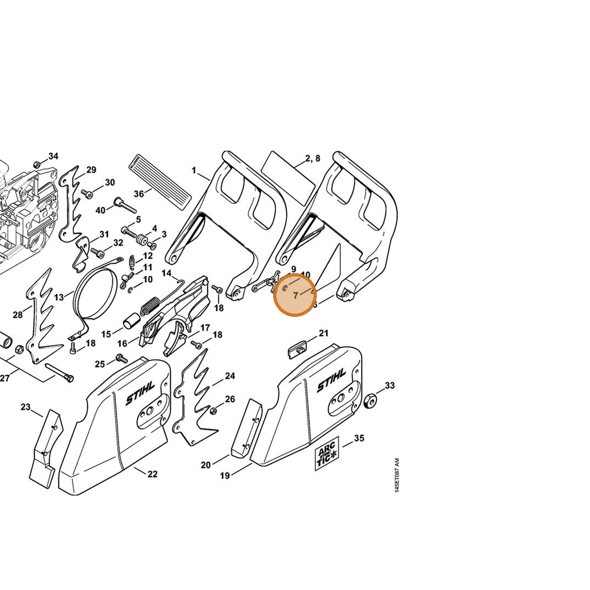 STIHL part 1128-084-8304 — IPL diagram snippet (6x zoom, amber highlight)