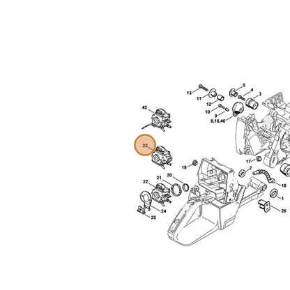 STIHL part 1128-120-0623 — IPL diagram snippet (6x zoom, amber highlight)
