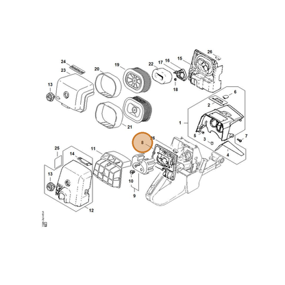 STIHL part 1128-120-1602 — IPL diagram snippet (6x zoom, amber highlight)