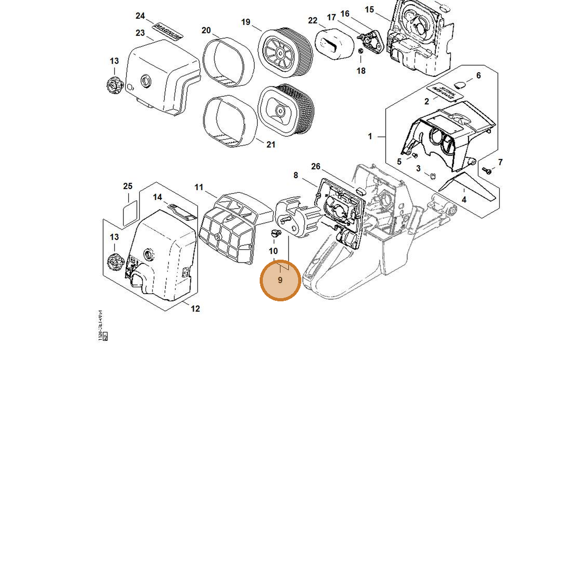 STIHL part 1128-120-4101 — IPL diagram snippet (6x zoom, amber highlight)