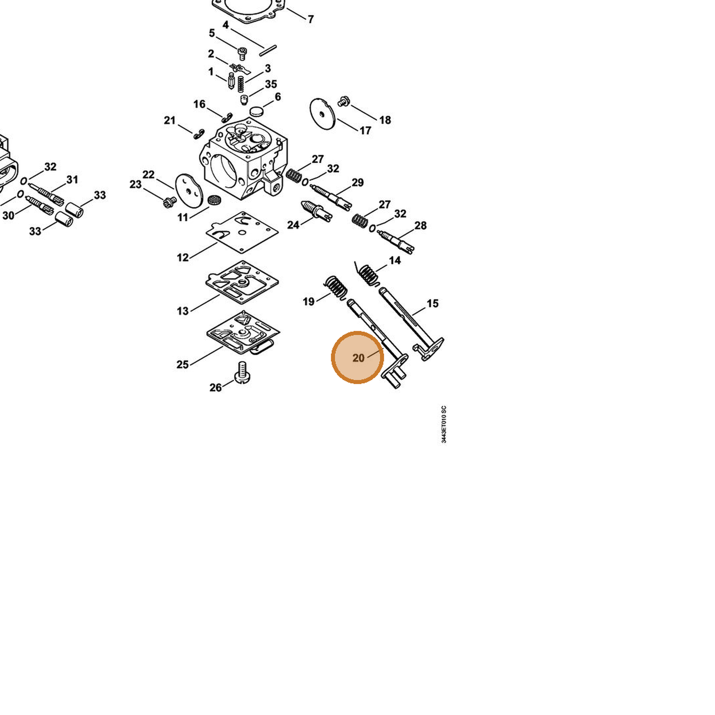 STIHL part 1128-120-7202 — IPL diagram snippet (6x zoom, amber highlight)