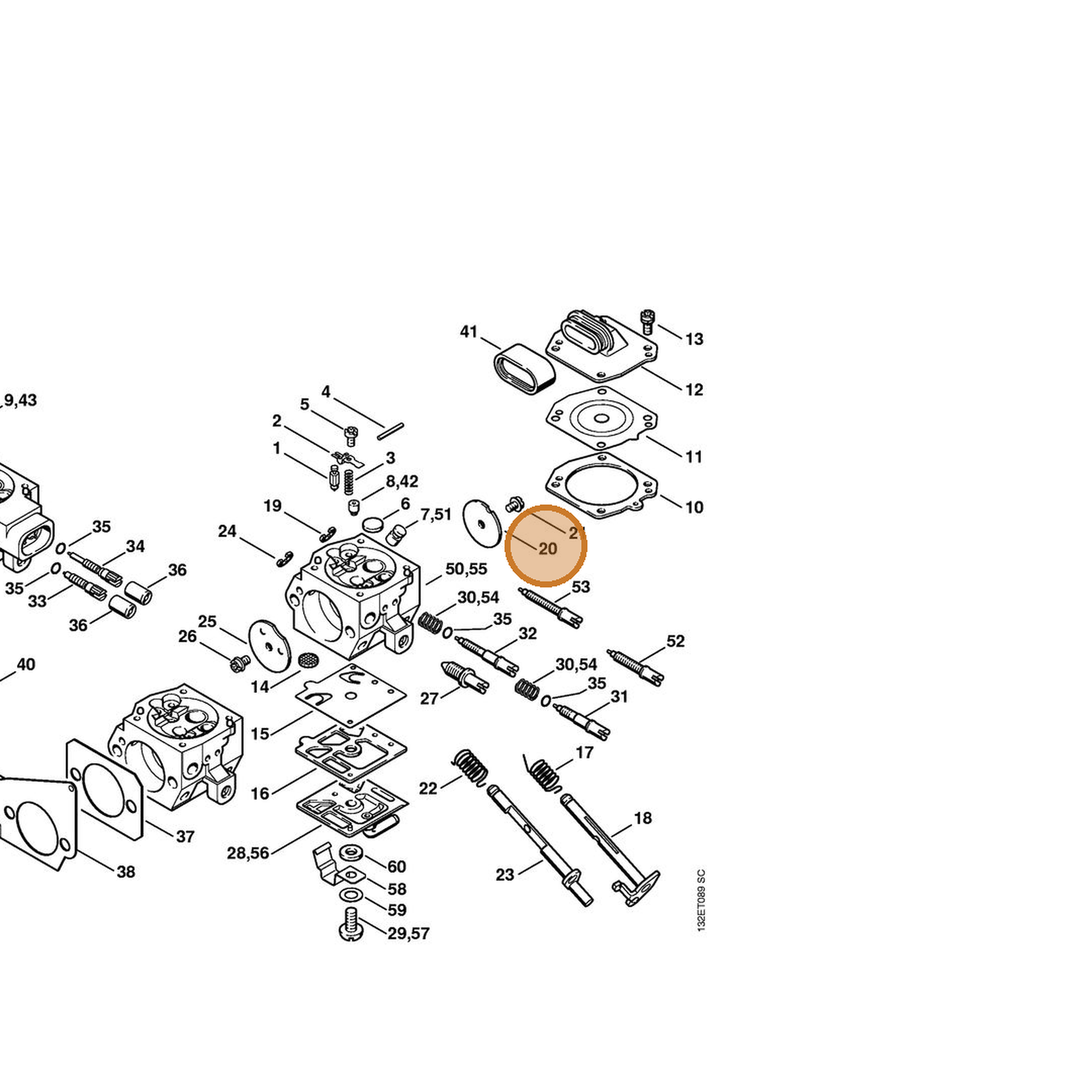 STIHL part 1128-121-3302 — IPL diagram snippet (6x zoom, amber highlight)