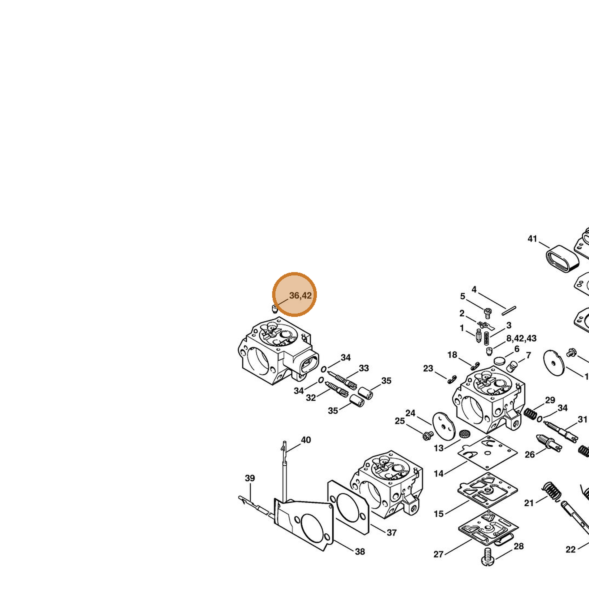 STIHL part 1128-121-5603 — IPL diagram snippet (6x zoom, amber highlight)