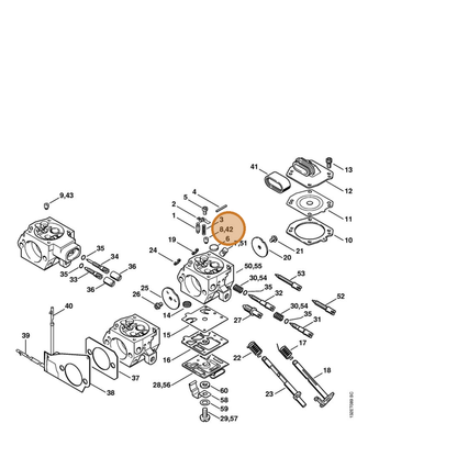 STIHL part 1128-121-5605 — IPL diagram snippet (6x zoom, amber highlight)