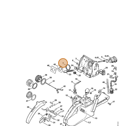 STIHL part 1128-121-8600 — IPL diagram snippet (6x zoom, amber highlight)