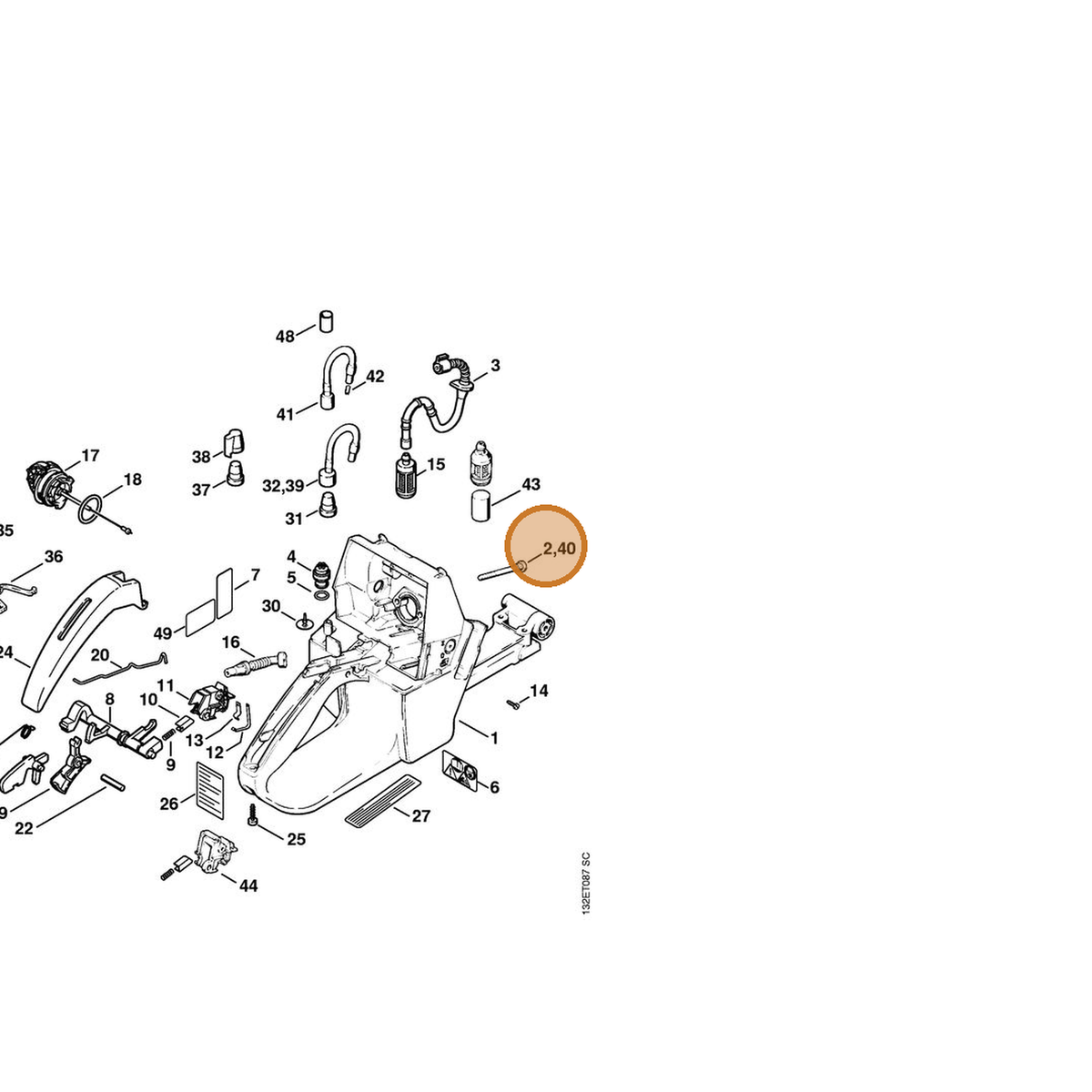 STIHL part 1128-122-6606 — IPL diagram snippet (6x zoom, amber highlight)