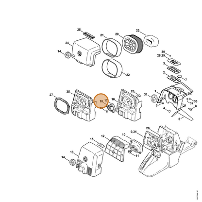 STIHL part 1128-122-6610 — IPL diagram snippet (6x zoom, amber highlight)