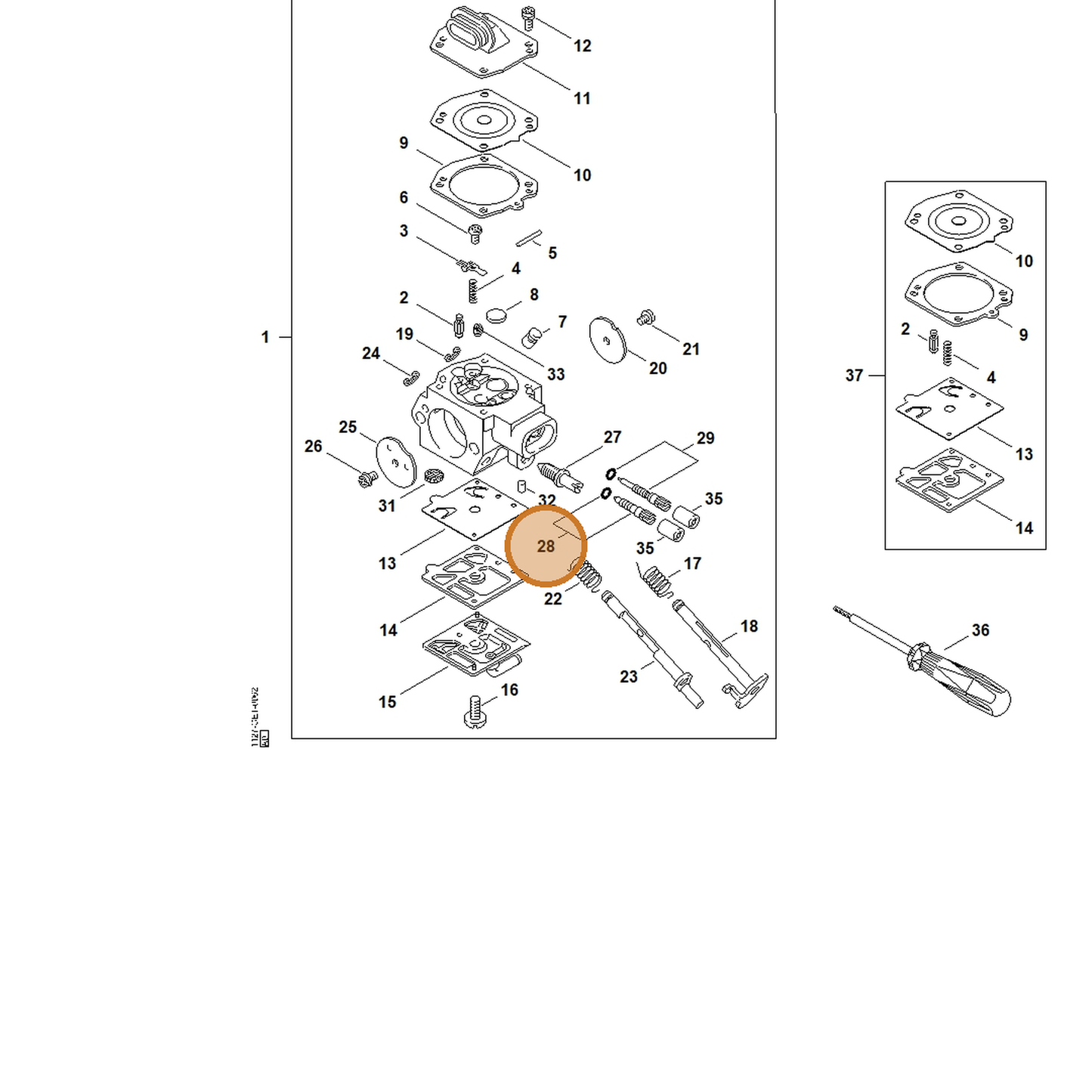 STIHL part 1128-122-6703 — IPL diagram snippet (6x zoom, amber highlight)