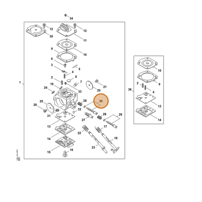 STIHL part 1128-122-6803 — IPL diagram snippet (6x zoom, amber highlight)