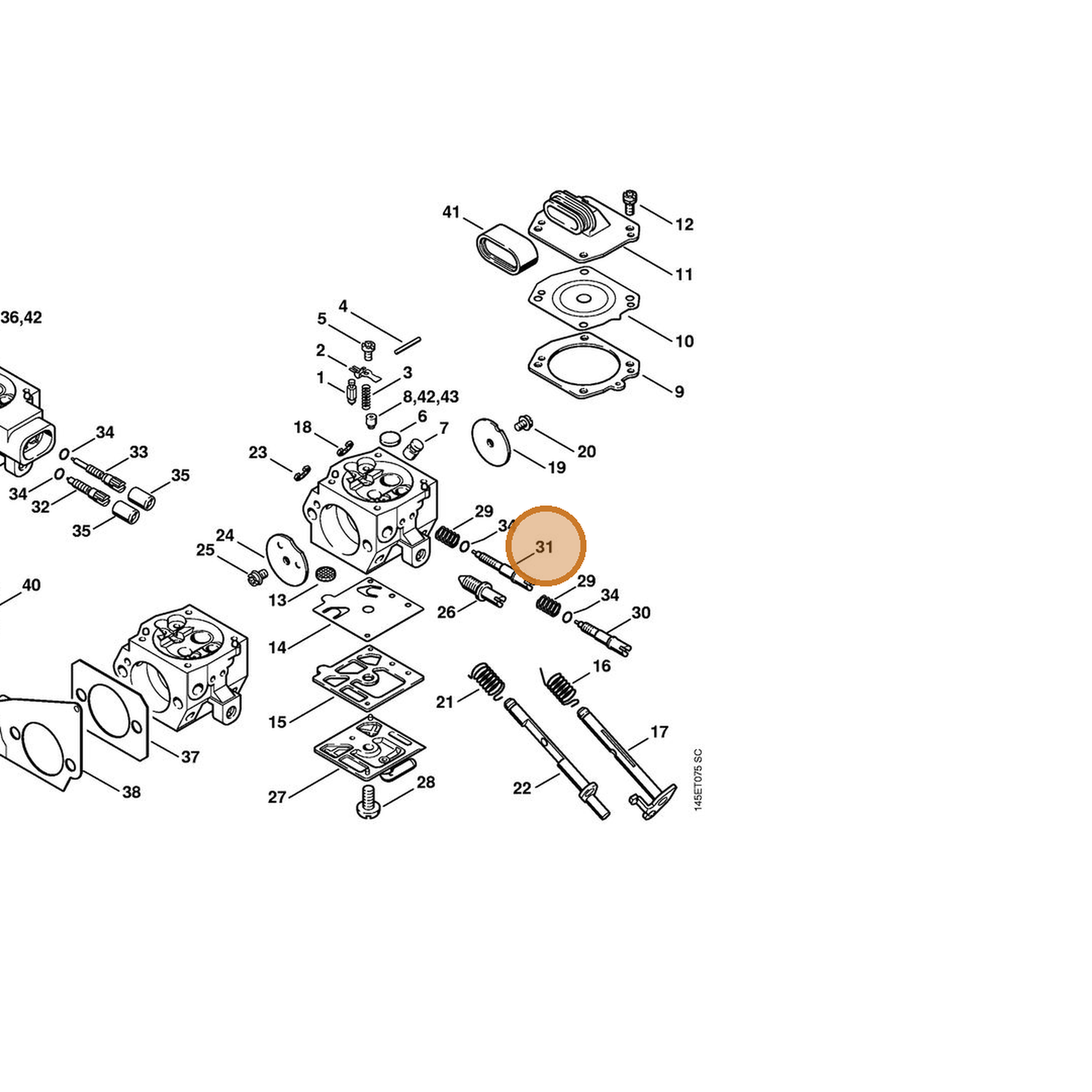 STIHL part 1128-122-6805 — IPL diagram snippet (6x zoom, amber highlight)