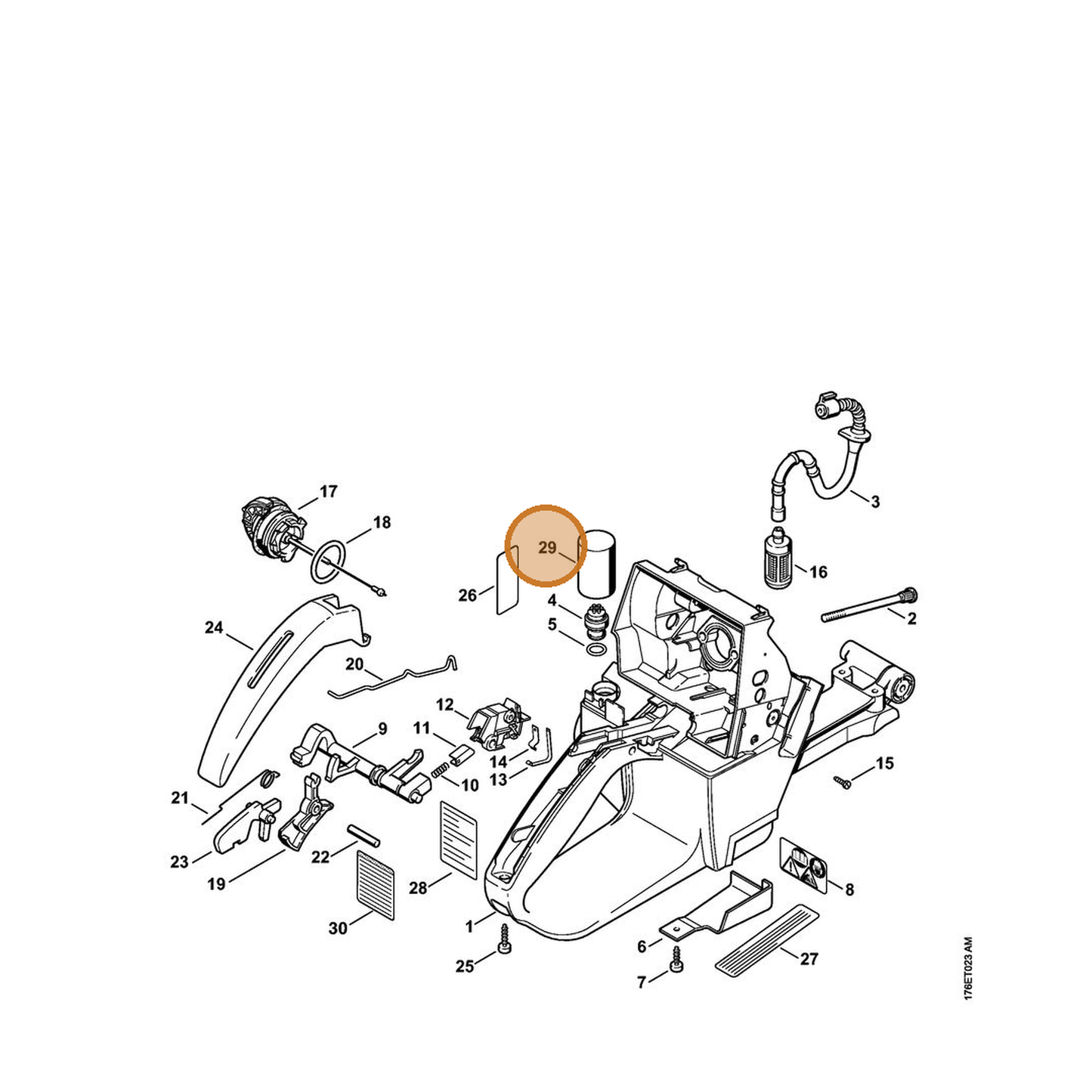 STIHL part 1128-124-2802 — IPL diagram snippet (6x zoom, amber highlight)