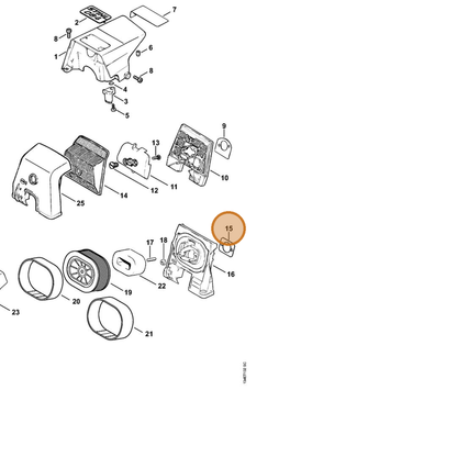STIHL part 1128-129-1100 — IPL diagram snippet (6x zoom, amber highlight)