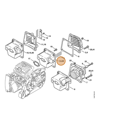 STIHL part 1128-140-0609 — IPL diagram snippet (6x zoom, amber highlight)