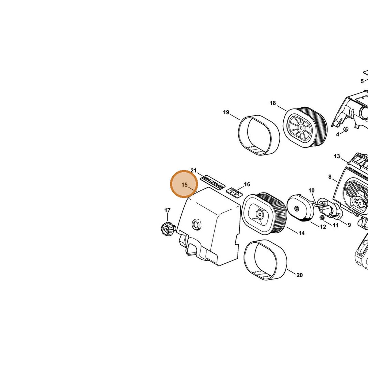 STIHL part 1128-140-1001 — IPL diagram snippet (6x zoom, amber highlight)