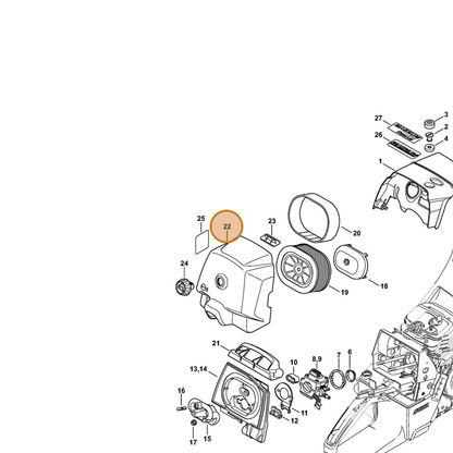 STIHL part 1128-140-1009 — IPL diagram snippet (6x zoom, amber highlight)