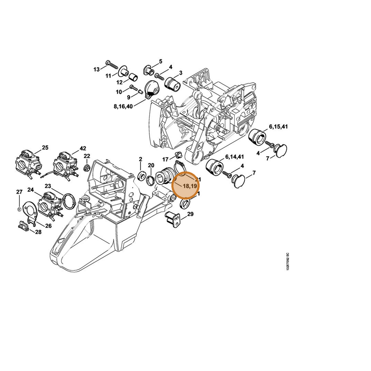 STIHL part 1128-141-2203 — IPL diagram snippet (6x zoom, amber highlight)