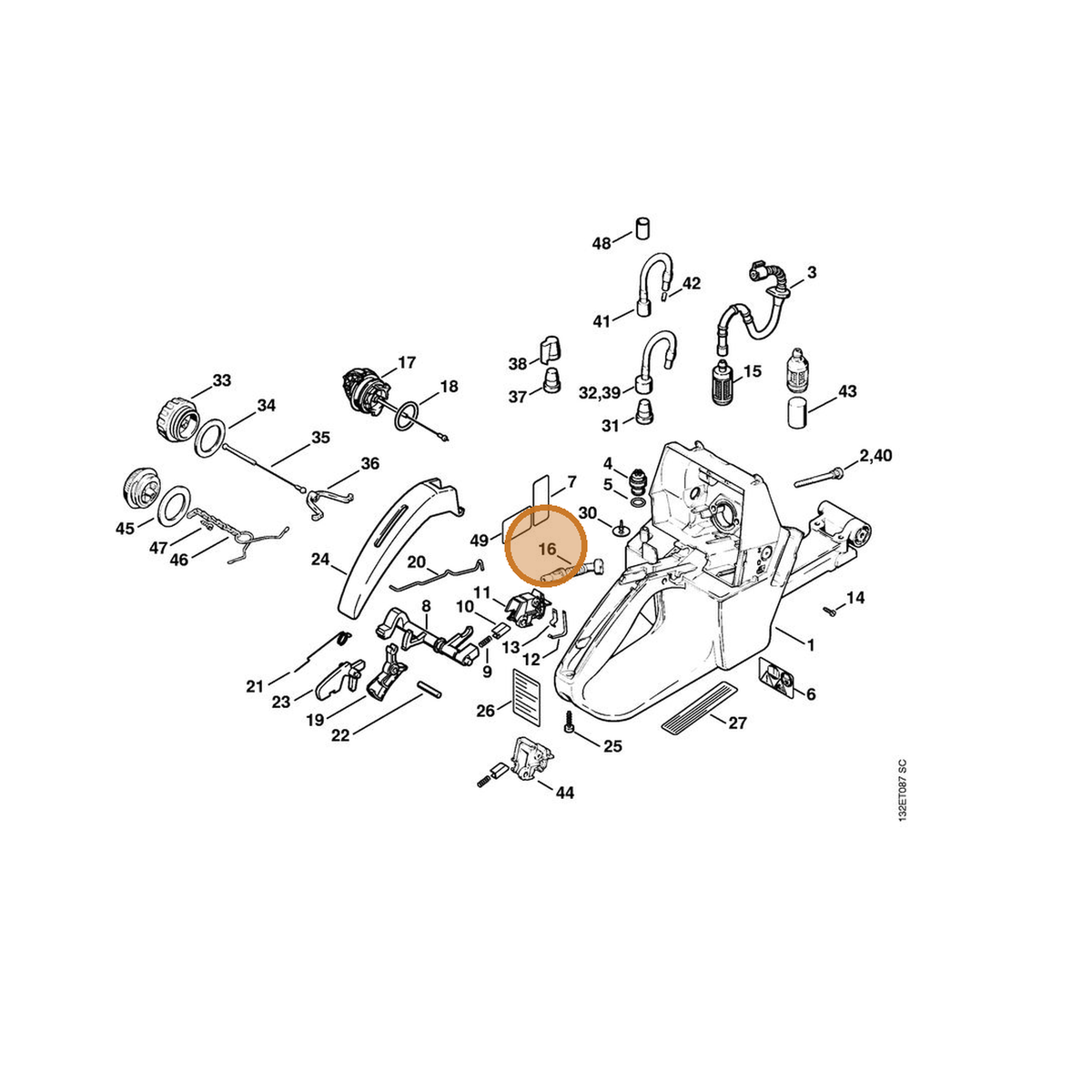STIHL part 1128-141-8600 — IPL diagram snippet (6x zoom, amber highlight)