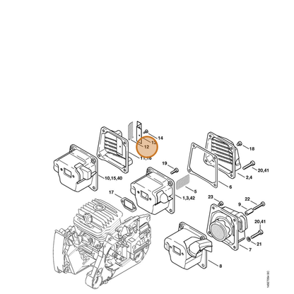 STIHL part 1128-141-9000 — IPL diagram snippet (6x zoom, amber highlight)