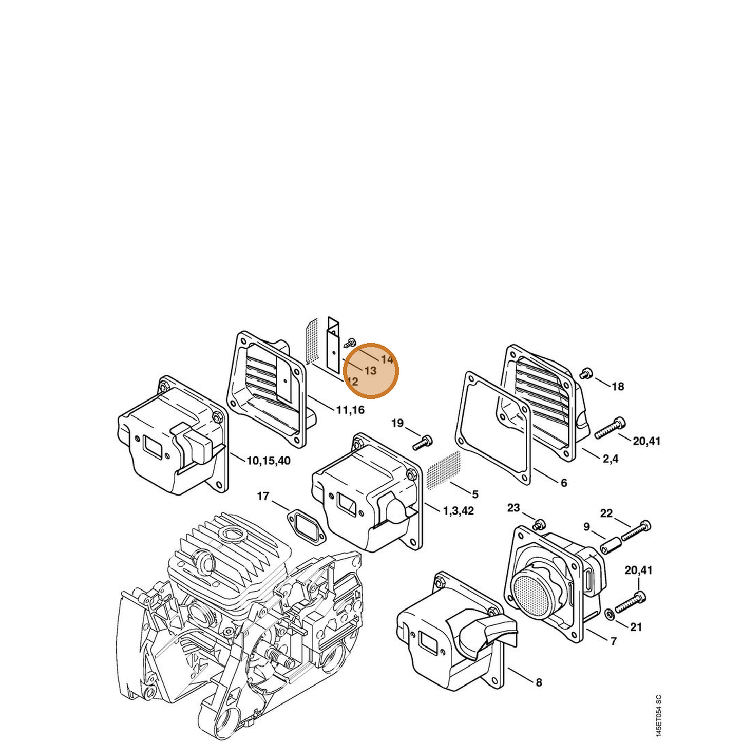 STIHL part 1128-148-4200 — IPL diagram snippet (6x zoom, amber highlight)