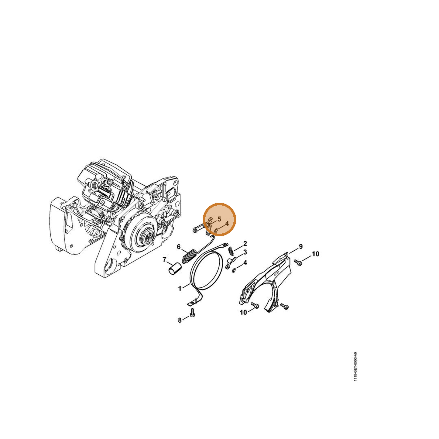 STIHL part 1128-160-5000 — IPL diagram snippet (6x zoom, amber highlight)