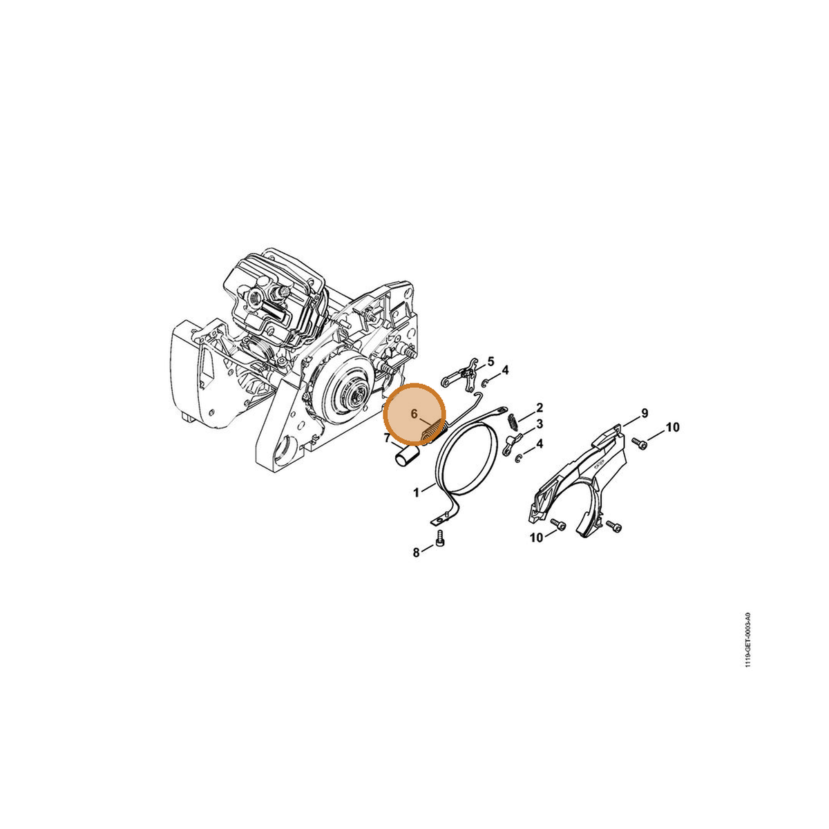 STIHL part 1128-160-5501 — IPL diagram snippet (6x zoom, amber highlight)
