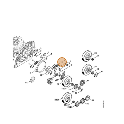 STIHL part 1128-162-0807 — IPL diagram snippet (6x zoom, amber highlight)