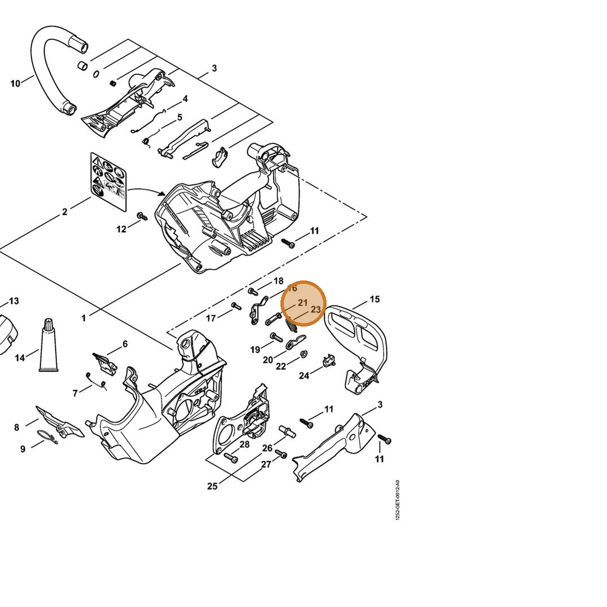 STIHL part 1128-162-5001 — IPL diagram snippet (6x zoom, amber highlight)