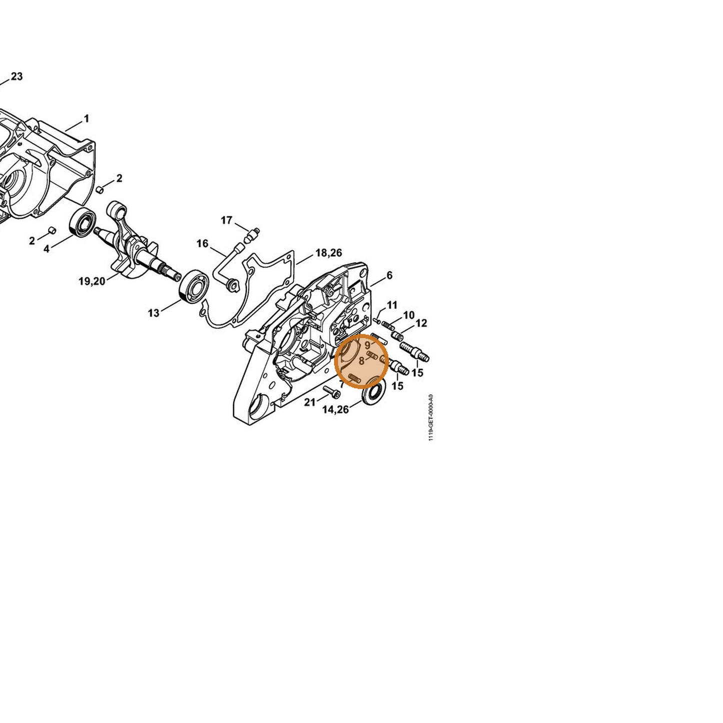 STIHL part 1128-162-5200 — IPL diagram snippet (6x zoom, amber highlight)