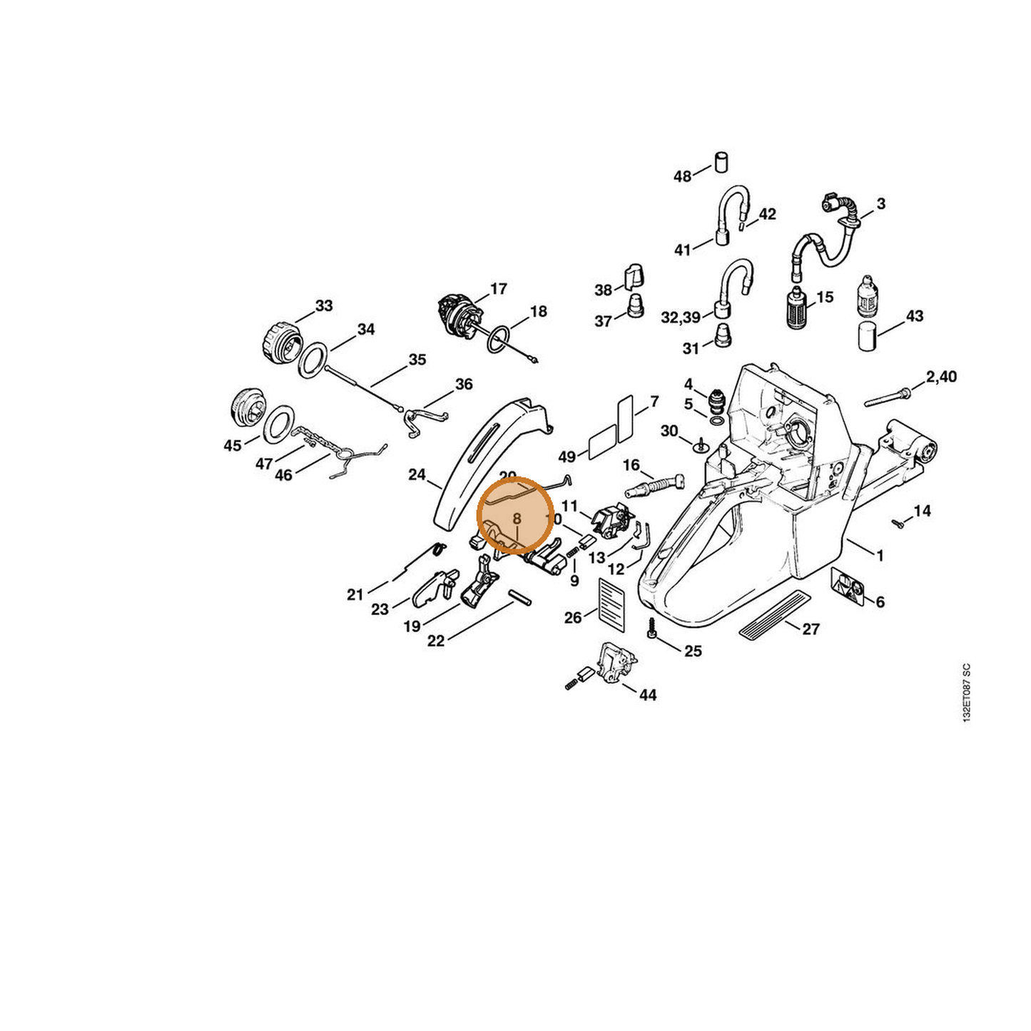 STIHL part 1128-180-0910 — IPL diagram snippet (6x zoom, amber highlight)