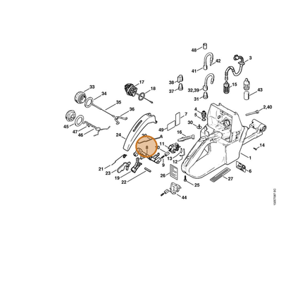 STIHL part 1128-180-0910 — IPL diagram snippet (6x zoom, amber highlight)